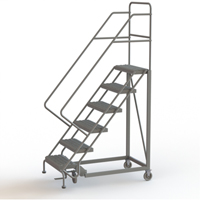 Safety Slope Rolling Ladder, 6 Steps, Serrated, 50° Incline, 60" High Sécurité Médic