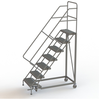 Safety Slope Rolling Ladder, 7 Steps, Serrated, 50° Incline, 70" High Sécurité Médic