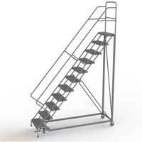 Safety Slope Rolling Ladder, 11 Steps, Serrated, 50° Incline, 110" High Sécurité Médic