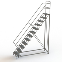 Safety Slope Rolling Ladder, 12 Steps, Serrated, 50° Incline, 120" High Sécurité Médic