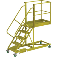 Cantilever Rolling Ladder, Supported, 5 Steps, 40" Platform Depth, 50" Platform Height Sécurité Médic