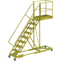 Cantilever Rolling Ladder, Supported, 9 Steps, 40" Platform Depth, 90" Platform Height Sécurité Médic