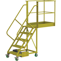 Cantilever Rolling Ladder, Unsupported, 5 Steps, 40" Platform Depth, 50" Platform Height Sécurité Médic