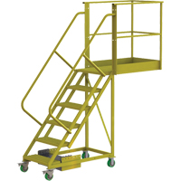 Cantilever Rolling Ladder, Unsupported, 6 Steps, 40" Platform Depth, 60" Platform Height Sécurité Médic