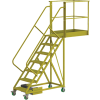Cantilever Rolling Ladder, Unsupported, 7 Steps, 40" Platform Depth, 70" Platform Height Sécurité Médic