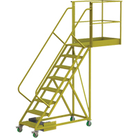 Cantilever Rolling Ladder, Unsupported, 8 Steps, 40" Platform Depth, 80" Platform Height Sécurité Médic