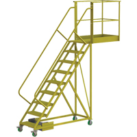Cantilever Rolling Ladder, Unsupported, 9 Steps, 40" Platform Depth, 90" Platform Height Sécurité Médic