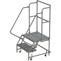 Deep Top Step Rolling Ladder, 2 Steps, 16" Step Width, 20" Platform Height, Steel Sécurité Médic