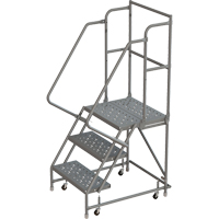 Deep Top Step Rolling Ladder, 3 Steps, 16" Step Width, 30" Platform Height, Steel Sécurité Médic
