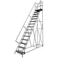 Deep Top Step Rolling Ladder, 15 Steps, 24" Step Width, 150" Platform Height, Steel Sécurité Médic