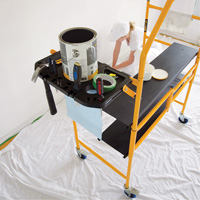 nsemble d'&eacute;chafaudage &agrave; montant de s&eacute;curit&eacute; & tablette pour outils de 4' Jobsite Series, Cadre Acier, 49-1/2" p x 57-3/4" h Sécurité Médic