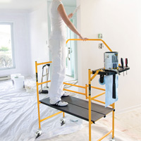 nsemble d'&eacute;chafaudage &agrave; montant de s&eacute;curit&eacute; & tablette pour outils de 4' Jobsite Series, Cadre Acier, 49-1/2" p x 57-3/4" h Sécurité Médic