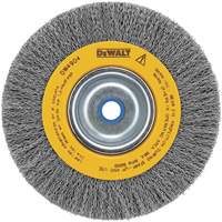 Crimped Bench Wire Brush, 6" Dia., 0.014" Fill, 5/8" - 1/2" Arbor Sécurité Médic
