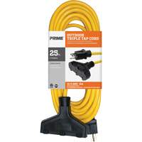 Vinyl Extension Cord, Outdoor, SJTW, 12/3 AWG, 15 A, 3 Outlet(s), 25' Sécurité Médic