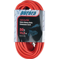 Vinyl Extension Cord, Outdoor, SJTW, 12/3 AWG, 15 A, 3 Outlet(s), 50' Sécurité Médic