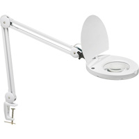 Lampe loupe DEL avec support en A, Dioptrie 3, Ampoule DEL, Bras de 47", Pinces serre-joints, Blanc Sécurité Médic